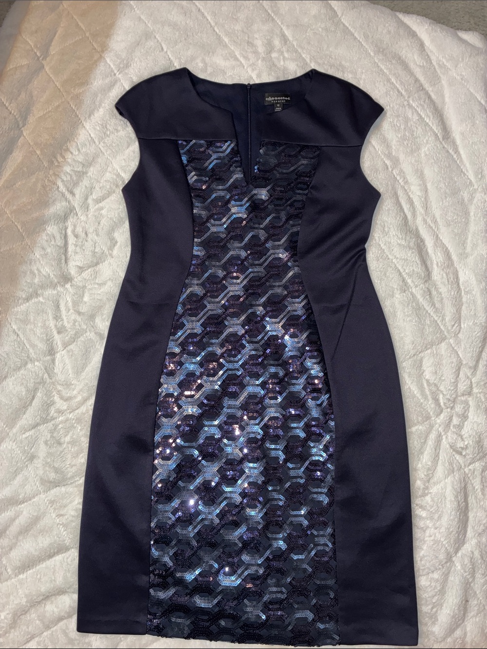 connected apparel Navy Sequin Panel Mini Dress
